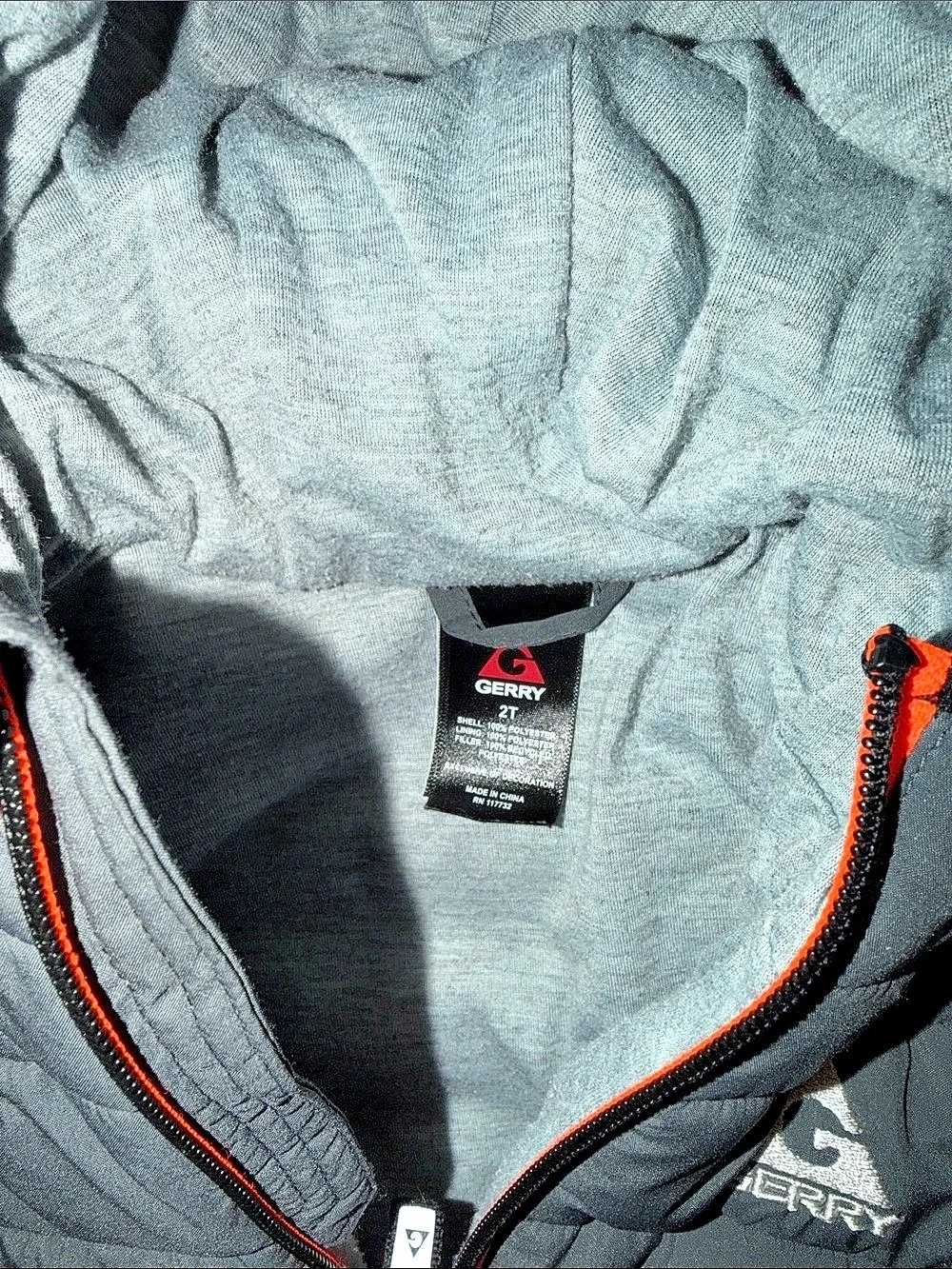 Gray & Orange Puffer Jacket - 2T